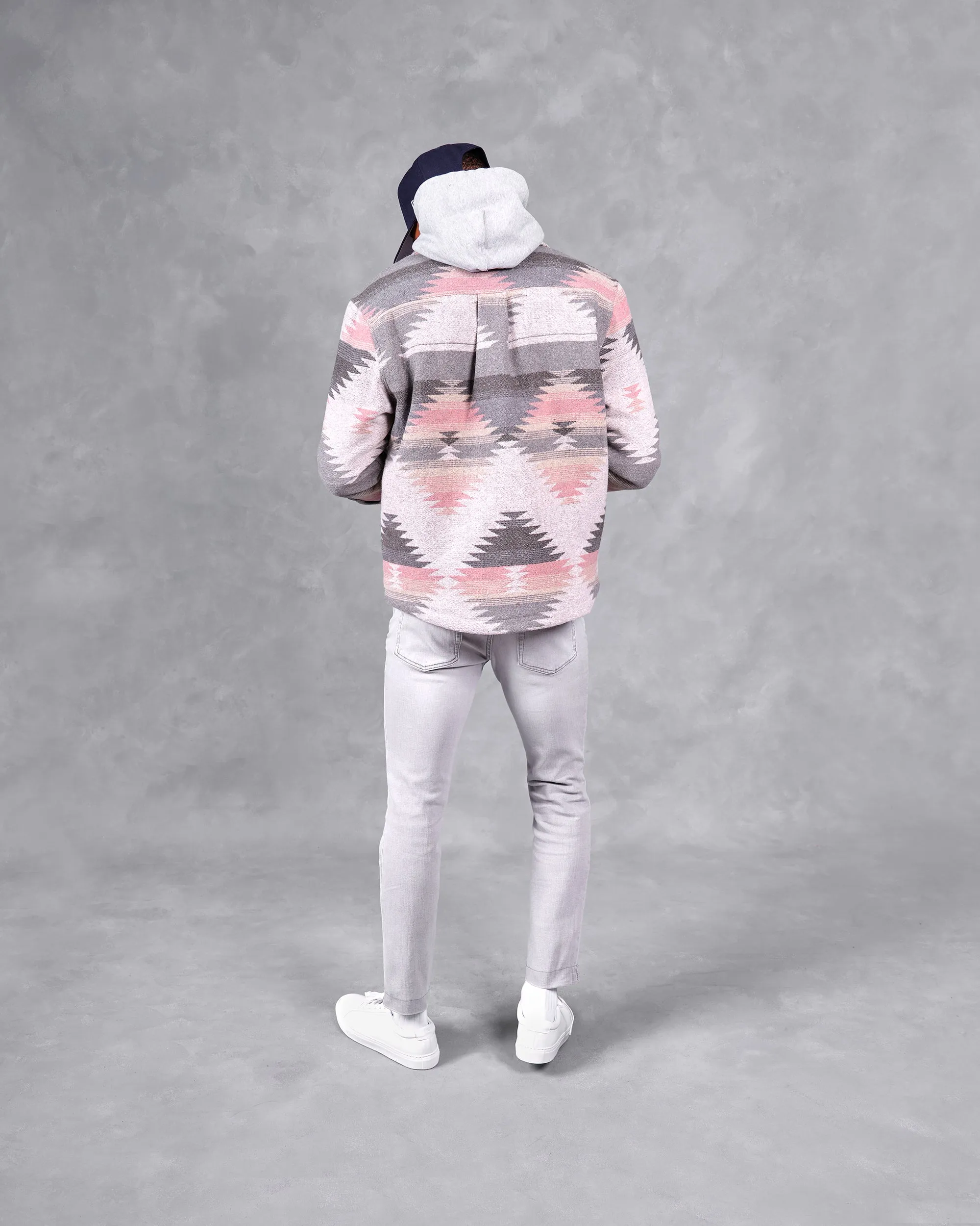 Southern Gents Quilted Aztec Shirt Jacket - Pink + Grey sold by Southern Gents product image thumbnail 3
