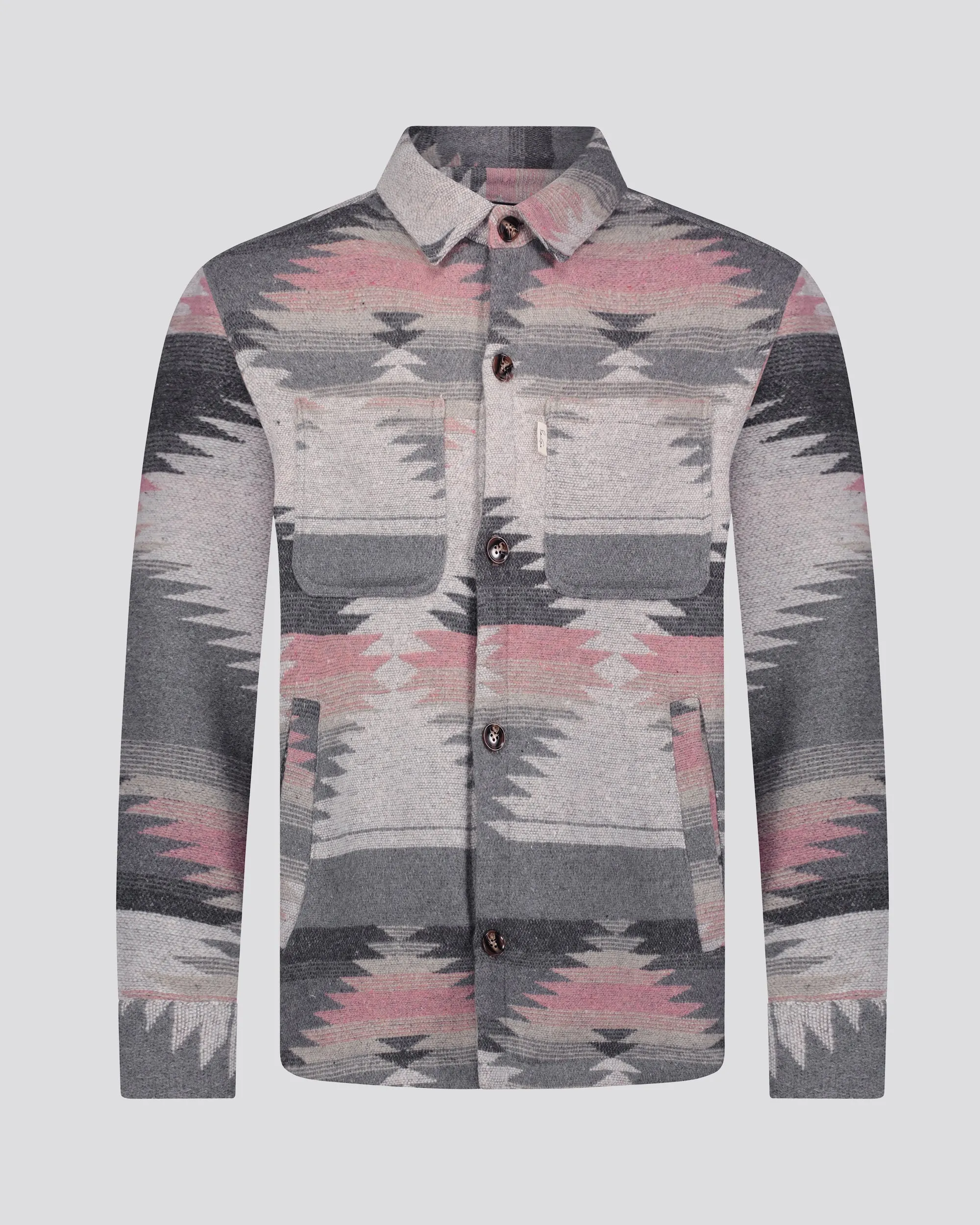 Southern Gents Quilted Aztec Shirt Jacket - Pink + Grey sold by Southern Gents