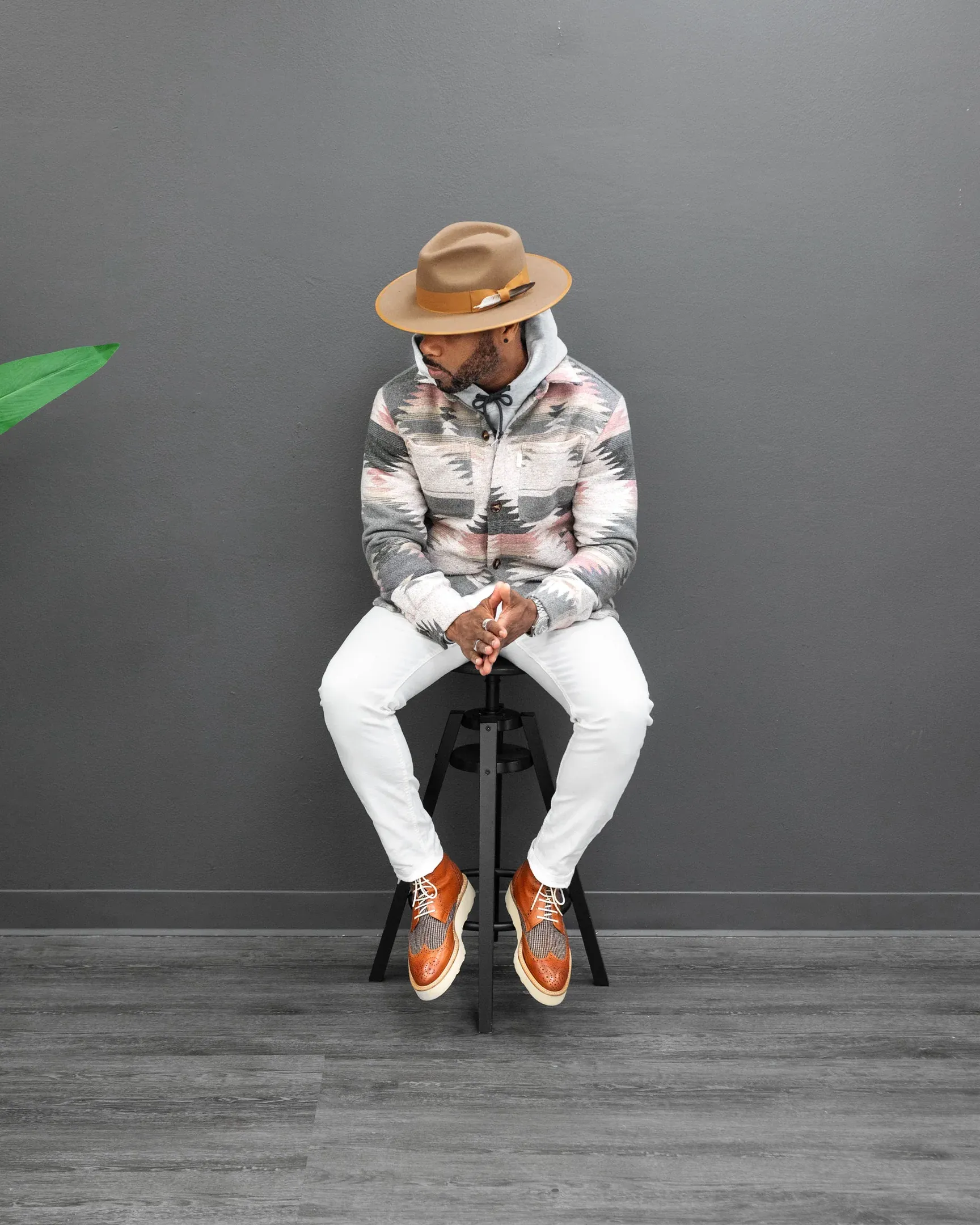 Southern Gents Quilted Aztec Shirt Jacket - Pink + Grey sold by Southern Gents product image thumbnail 2