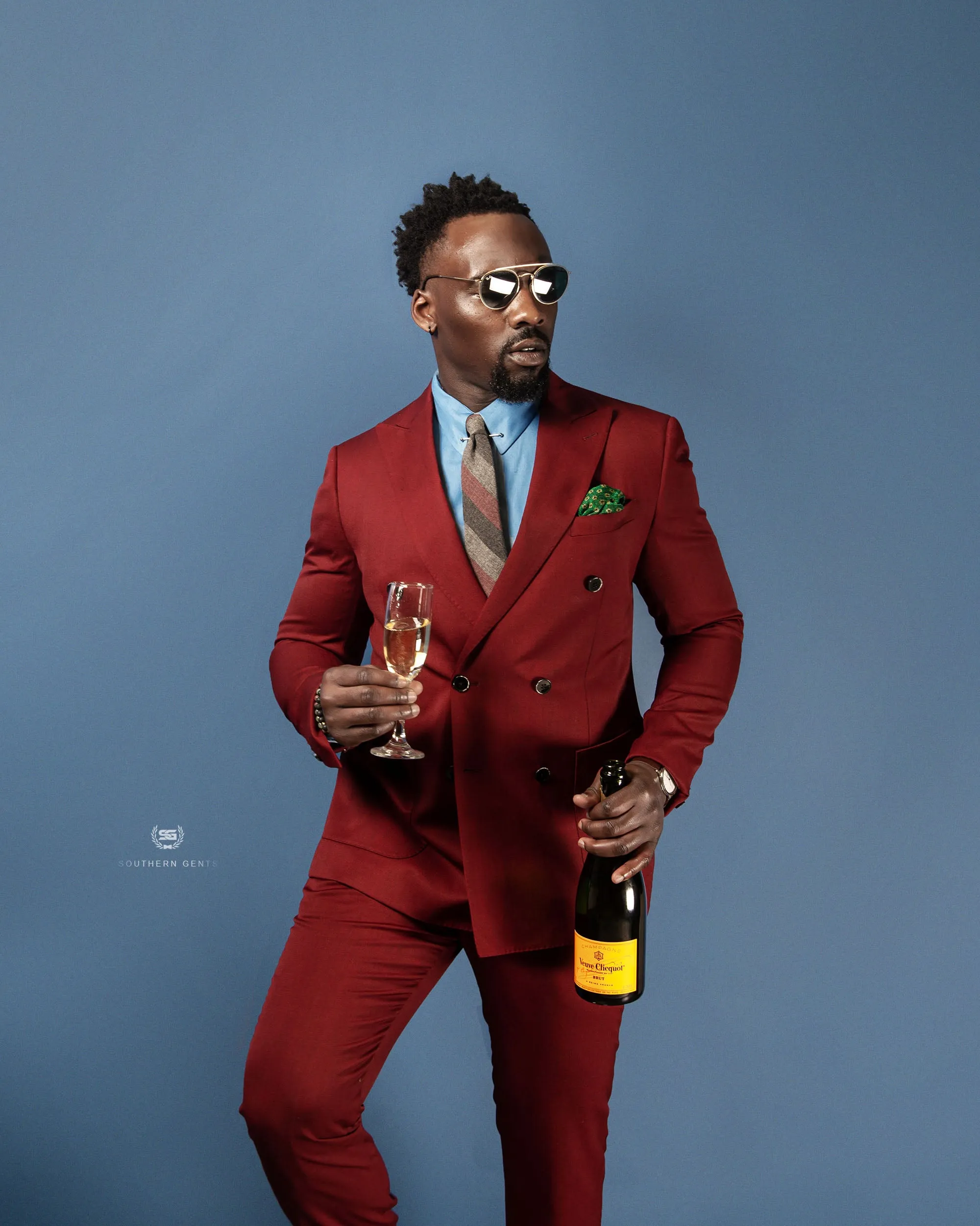 SG Double Breasted Blazer – Burgundy sold by Southern Gents product image thumbnail 2