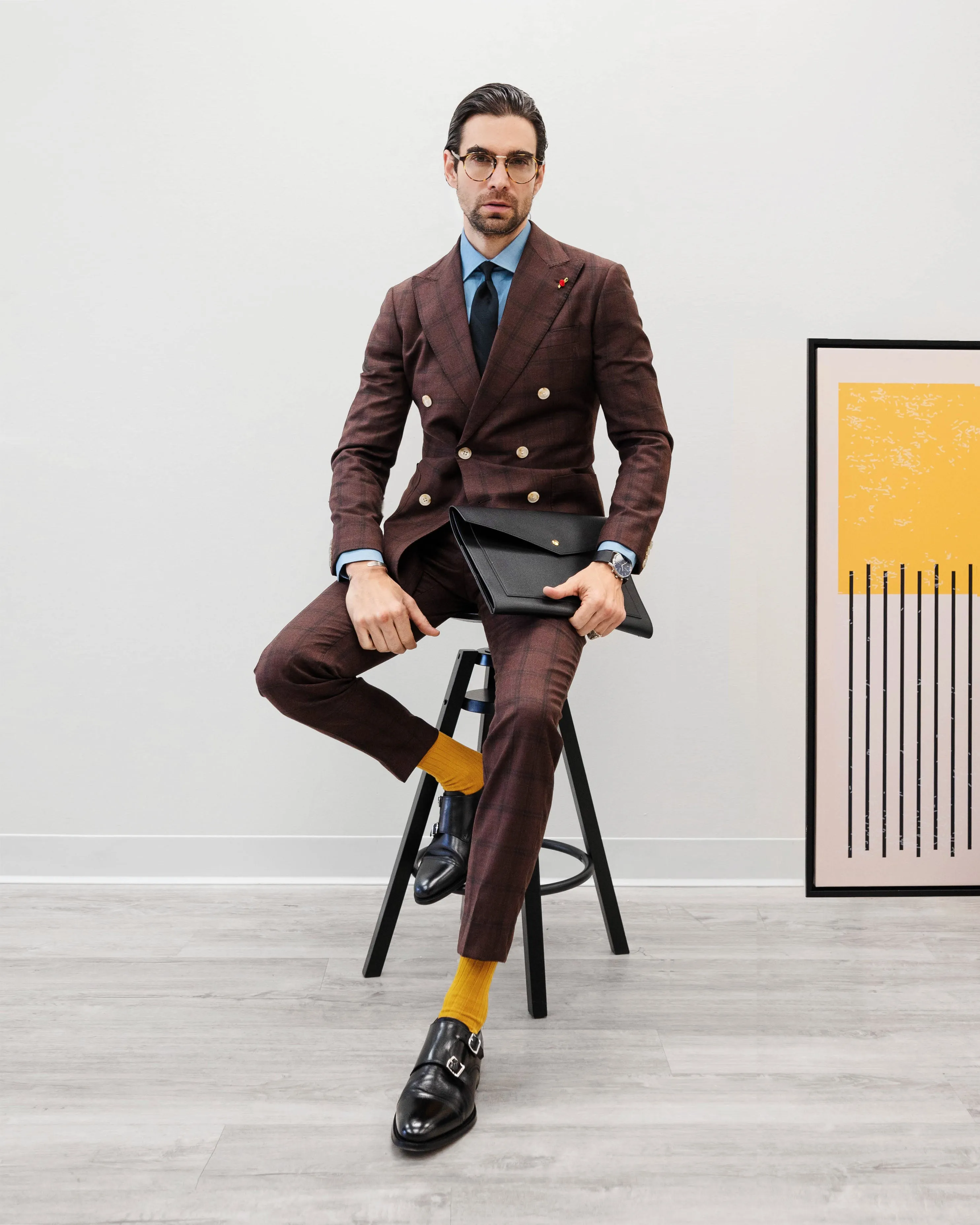 SG Double Breasted Blazer – Dark Brown Window Pane sold by Southern Gents product image thumbnail 2