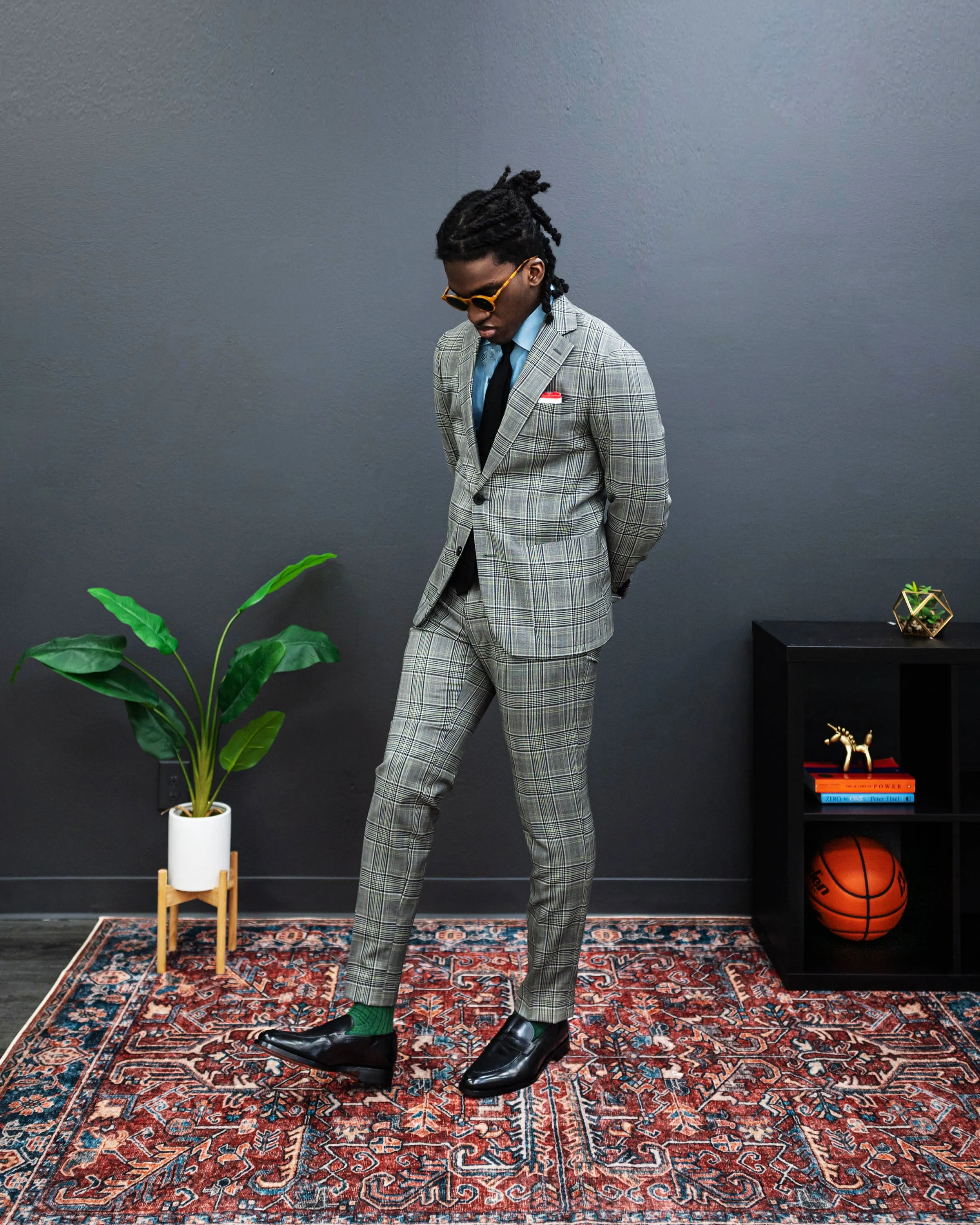 SG Single Breasted Blazer – Grey + Green Plaid sold by Southern Gents product image thumbnail 2