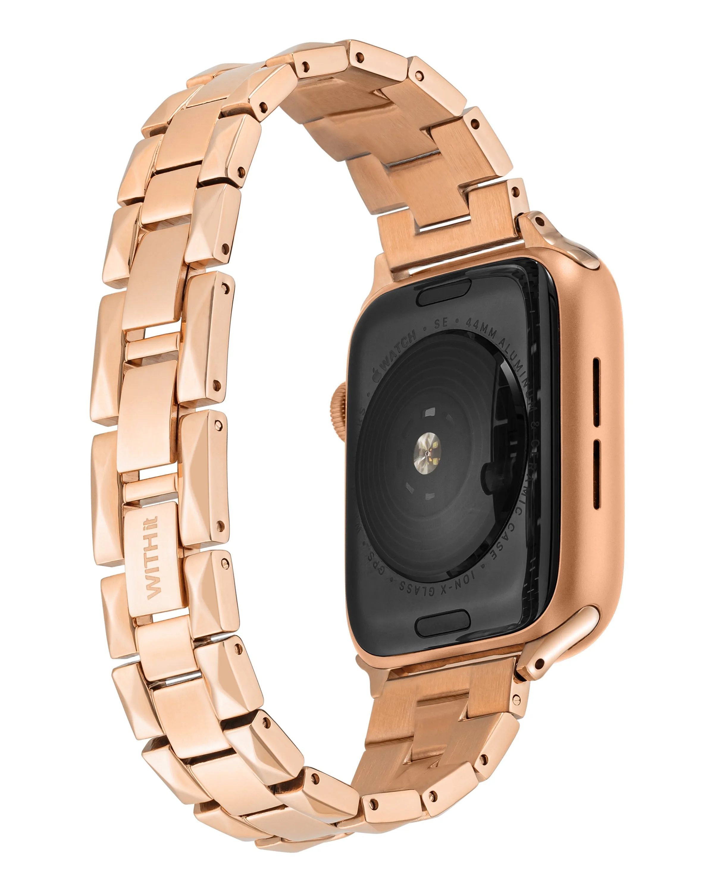 Rose Gold Stainless Steel Pyramid Bracelet w/ Pave Crystal Protective Case for Apple Watch® sold by WITHiit product image thumbnail 3