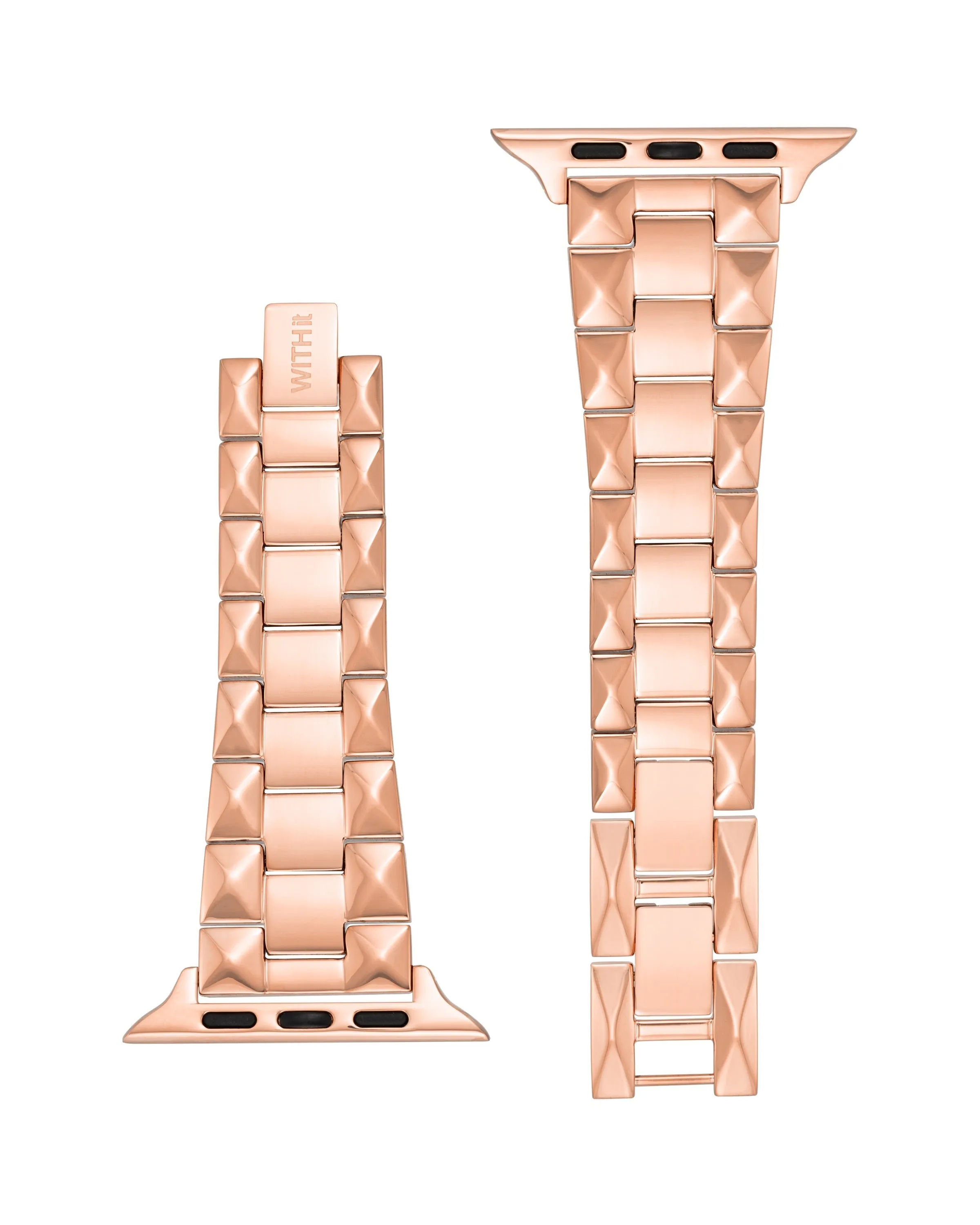 Rose Gold Stainless Steel Pyramid Bracelet w/ Pave Crystal Protective Case for Apple Watch® sold by WITHiit product image thumbnail 4