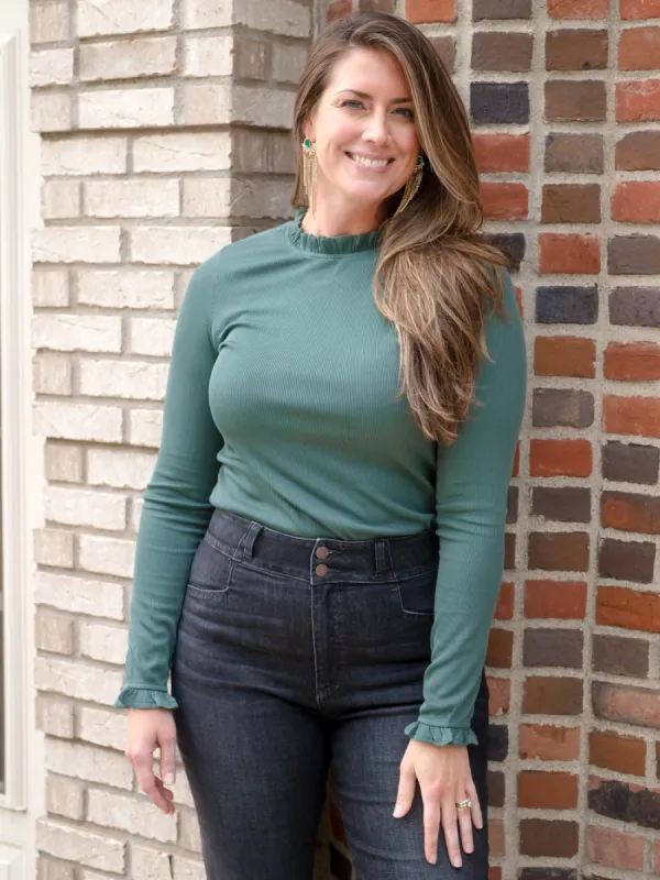 Ruby Tall Ribbed Long Sleeve - Deep Sage sold by Amalli Talli