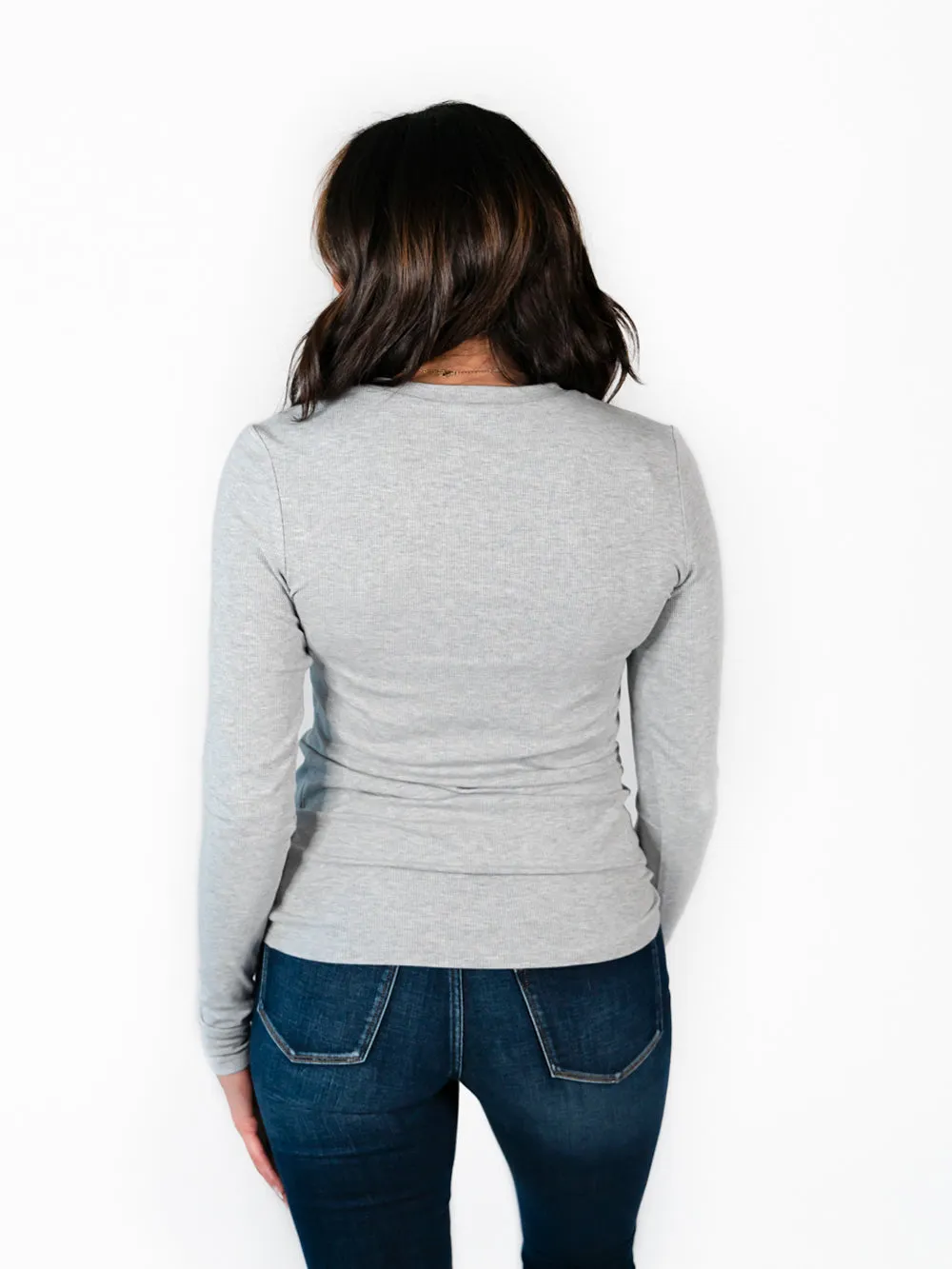 Ribbed Long Sleeve Tall Tee - Light Grey sold by Amalli Talli product image thumbnail 4