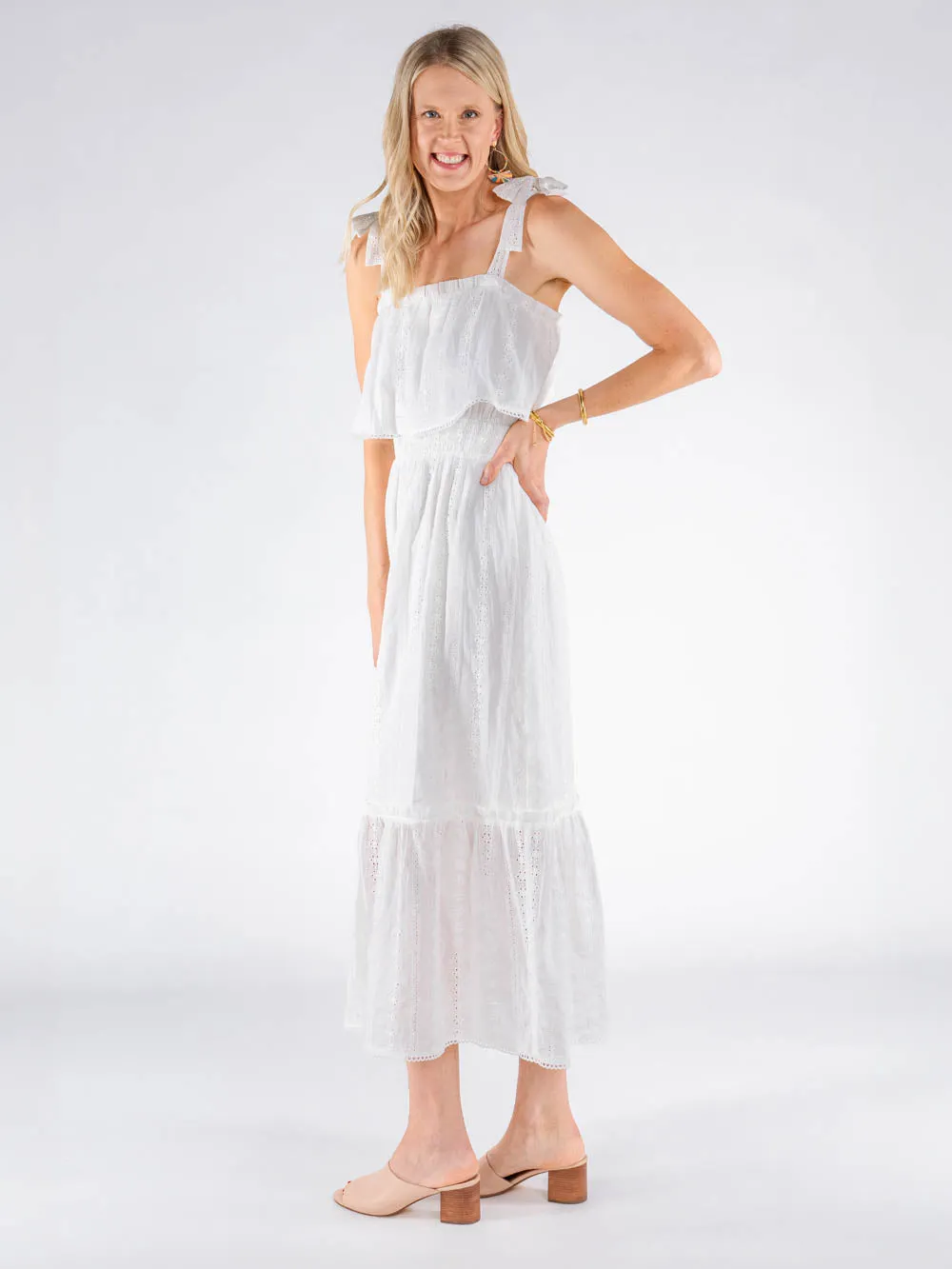 Francesa Eyelet Tall Midi Dress sold by Amalli Talli
