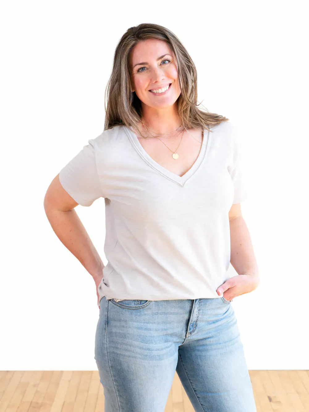 Boyfriend V-Neck Tall Tee - Grey sold by Amalli Talli