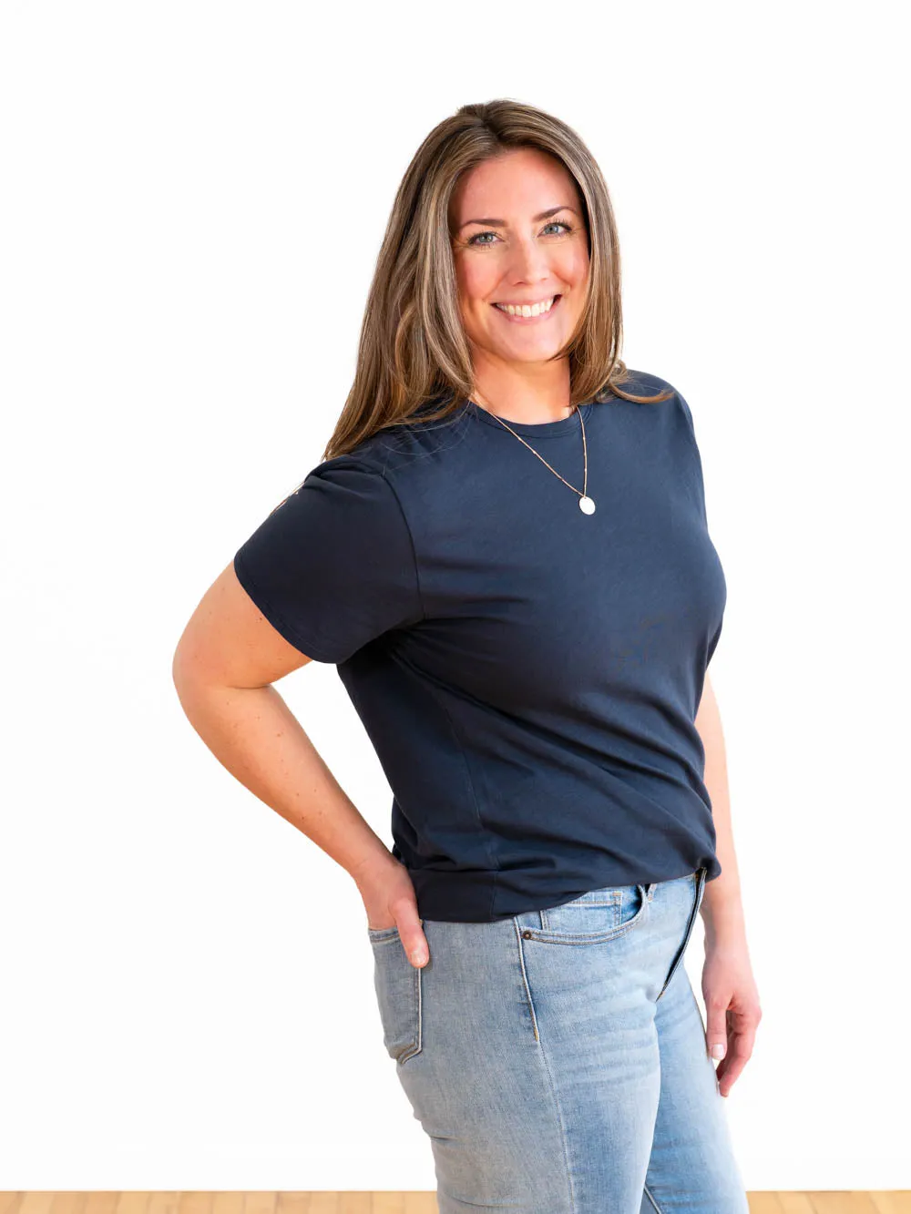 Boyfriend Crew Neck Tall Tee - Navy sold by Amalli Talli product image thumbnail 3