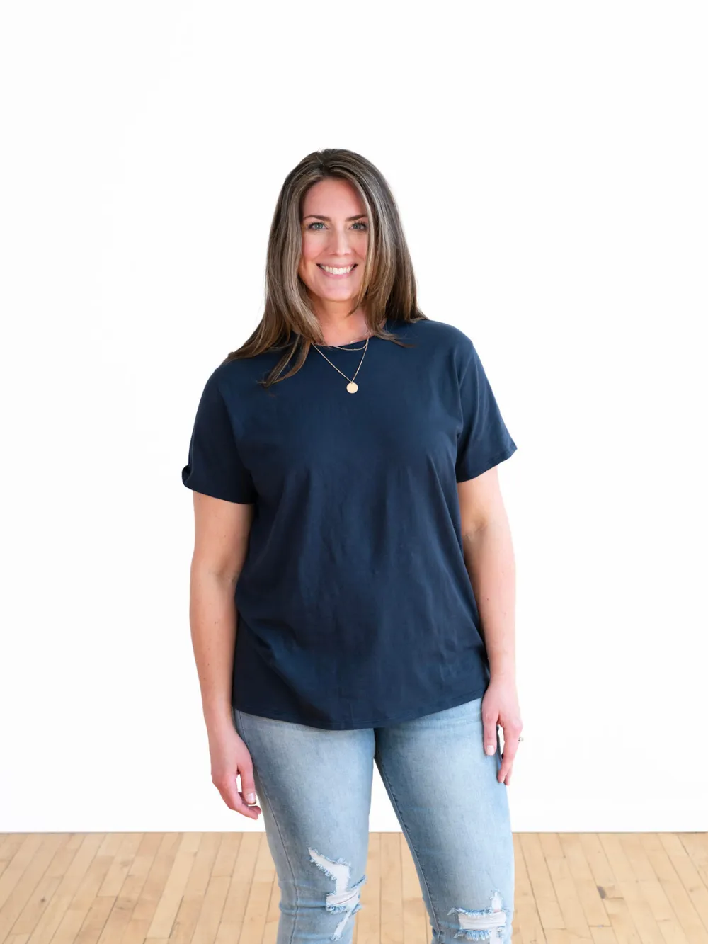 Boyfriend Crew Neck Tall Tee - Navy sold by Amalli Talli product image thumbnail 5