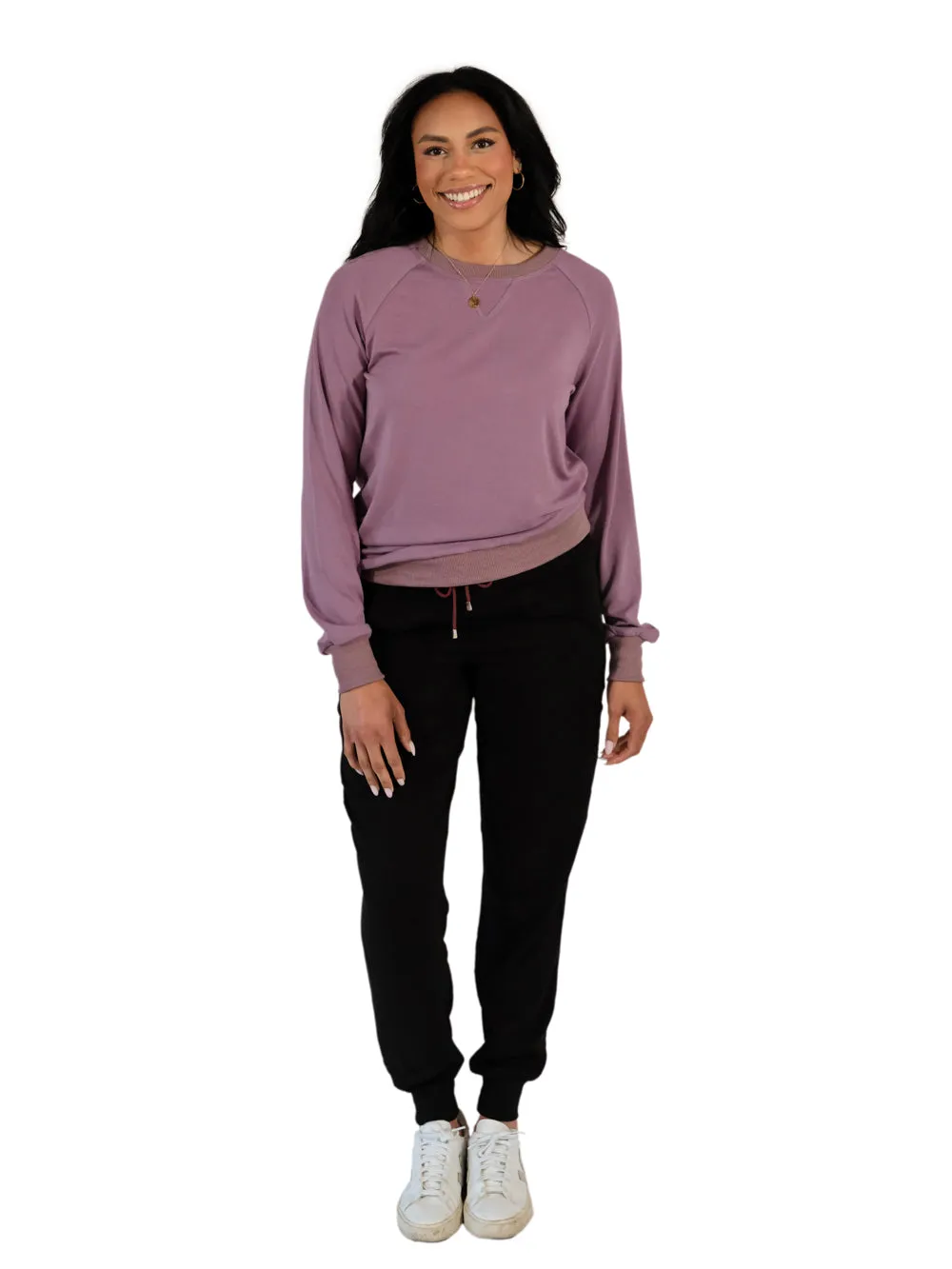 Crew Neck Tall Sweatshirt - Dusty Lavender sold by Amalli Talli product image thumbnail 2