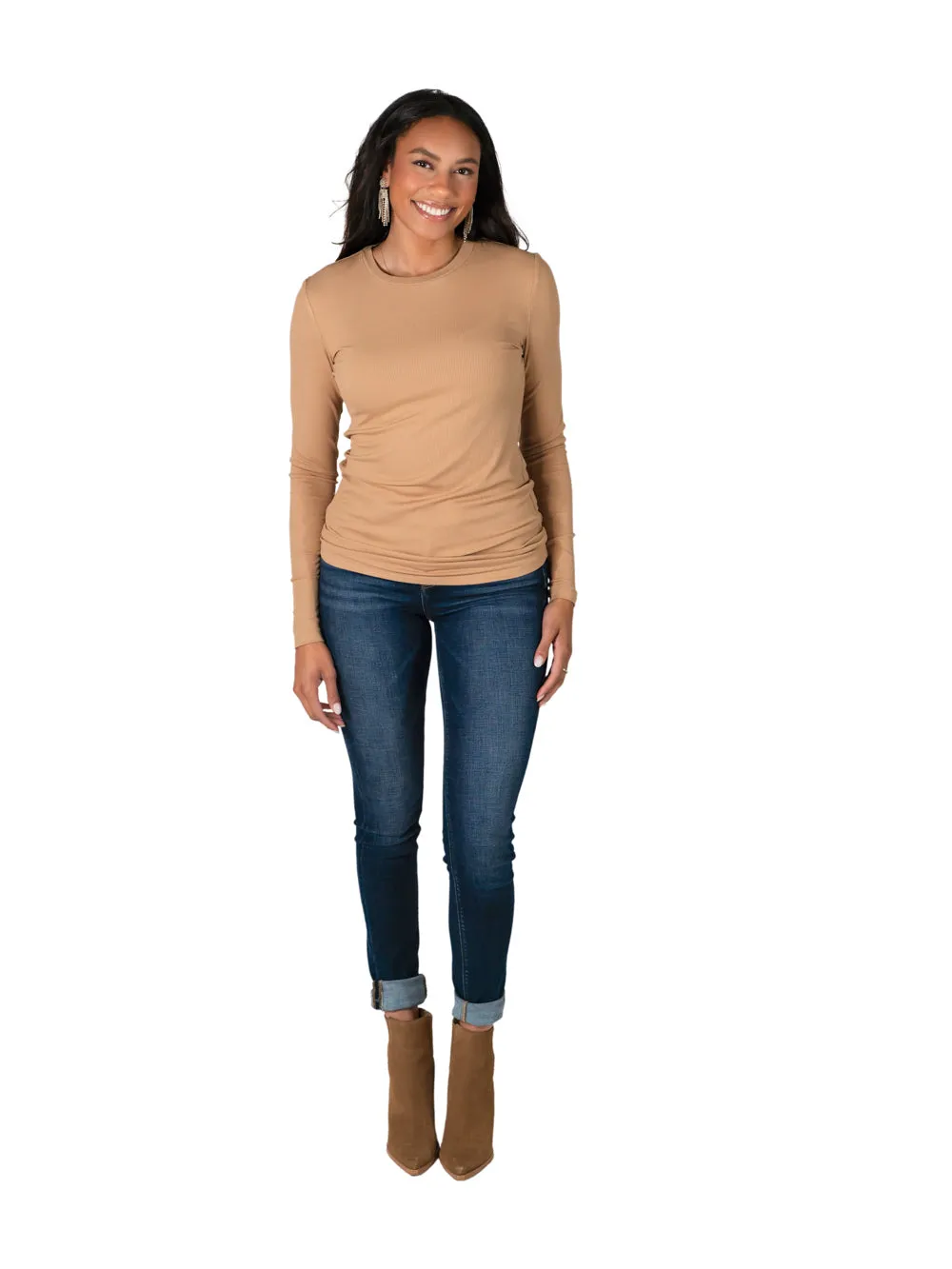 Ribbed Long Sleeve Tall Tee - Toffee Cream sold by Amalli Talli product image thumbnail 5