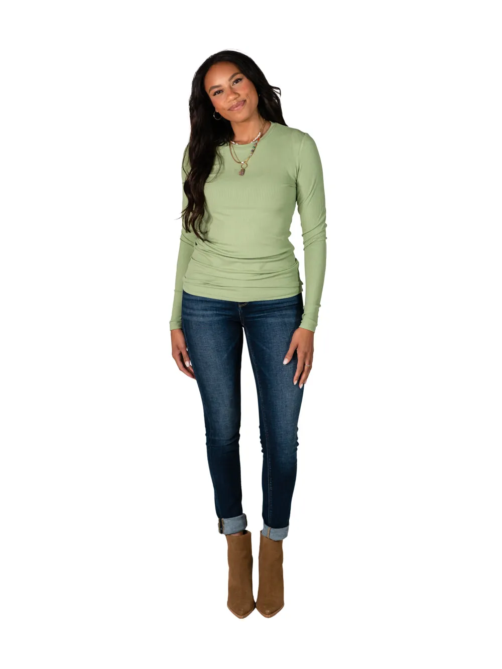 Ribbed Long Sleeve Tall Tee - Olive Green sold by Amalli Talli product image thumbnail 5