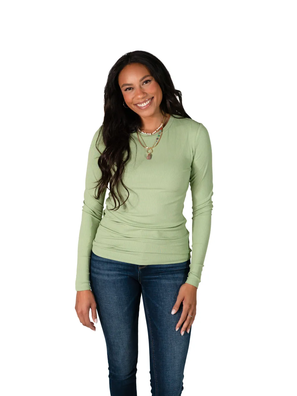 Ribbed Long Sleeve Tall Tee - Olive Green sold by Amalli Talli product image thumbnail 2