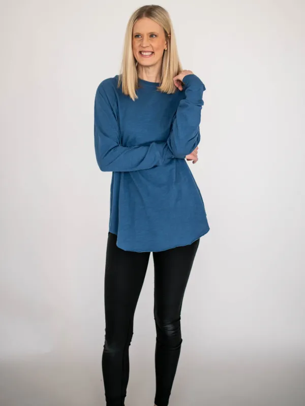 Malley Long Sleeve Tall Tee - Blue sold by Amalli Talli