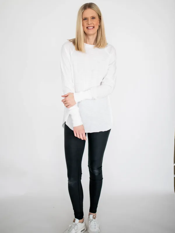 Malley Long Sleeve Tall Tee - White sold by Amalli Talli