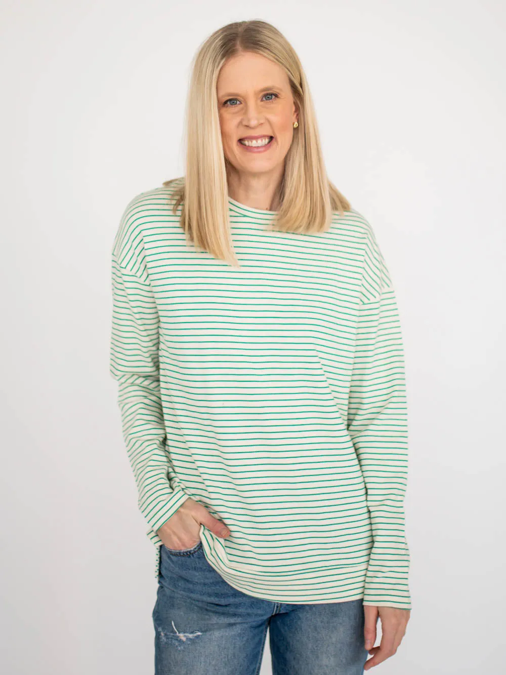 Venice Striped Long Sleeve Tall Tee - Green sold by Amalli Talli