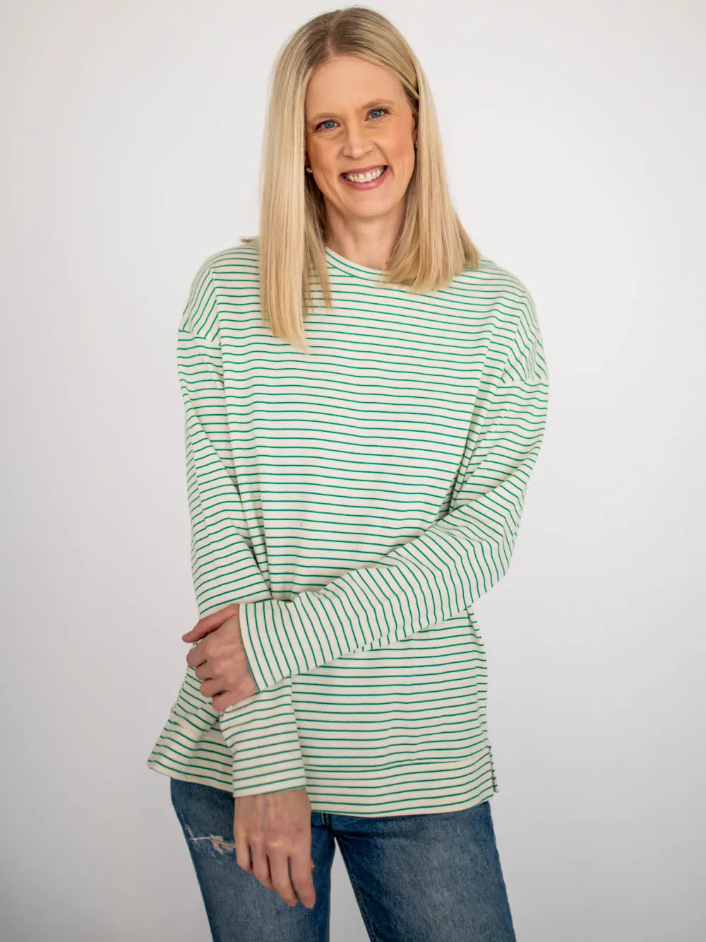 Venice Striped Long Sleeve Tall Tee - Green sold by Amalli Talli product image thumbnail 2