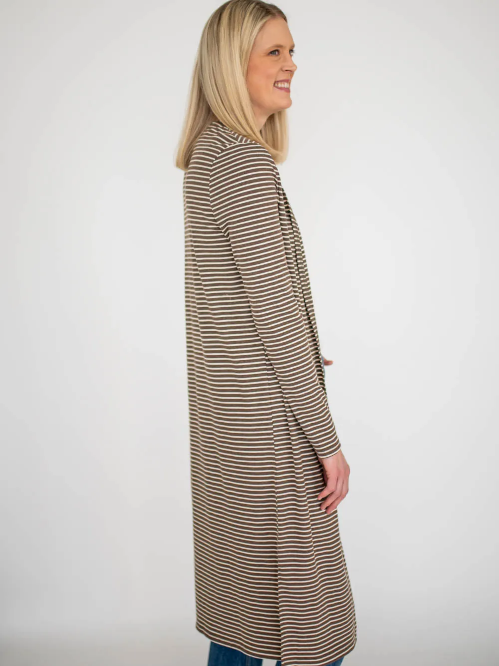 Beckham Striped Tall Duster - Brown/Cream sold by Amalli Talli product image thumbnail 3