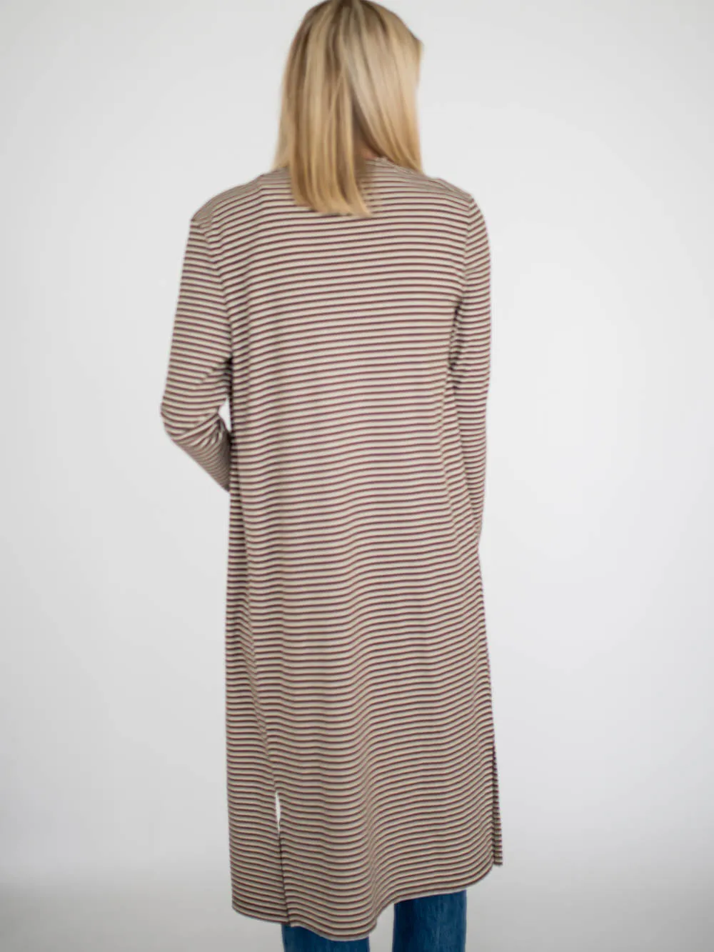 Beckham Striped Tall Duster - Brown/Cream sold by Amalli Talli product image thumbnail 4