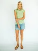 Kally Striped Tall Tank - Heathered Grey/Light Green sold by Amalli Talli