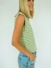 Kally Striped Tall Tank - Heathered Grey/Light Green sold by Amalli Talli