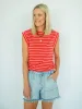 Kally Striped Tall Tank - Coral/Red sold by Amalli Talli