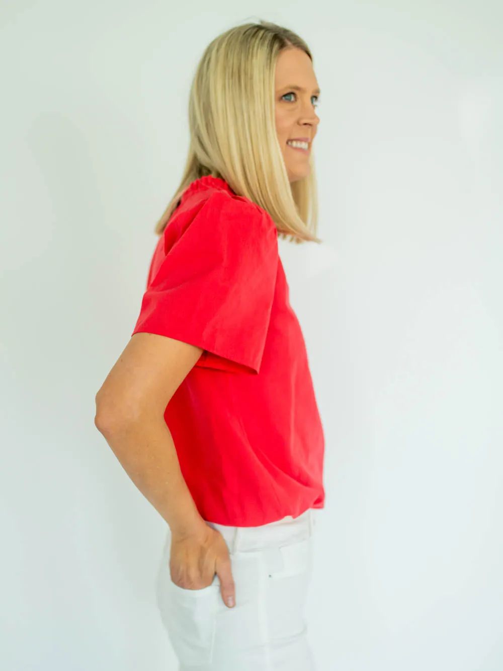 Uma Short Sleeve Tall Blouse - Poppy Red sold by Amalli Talli product image thumbnail 3