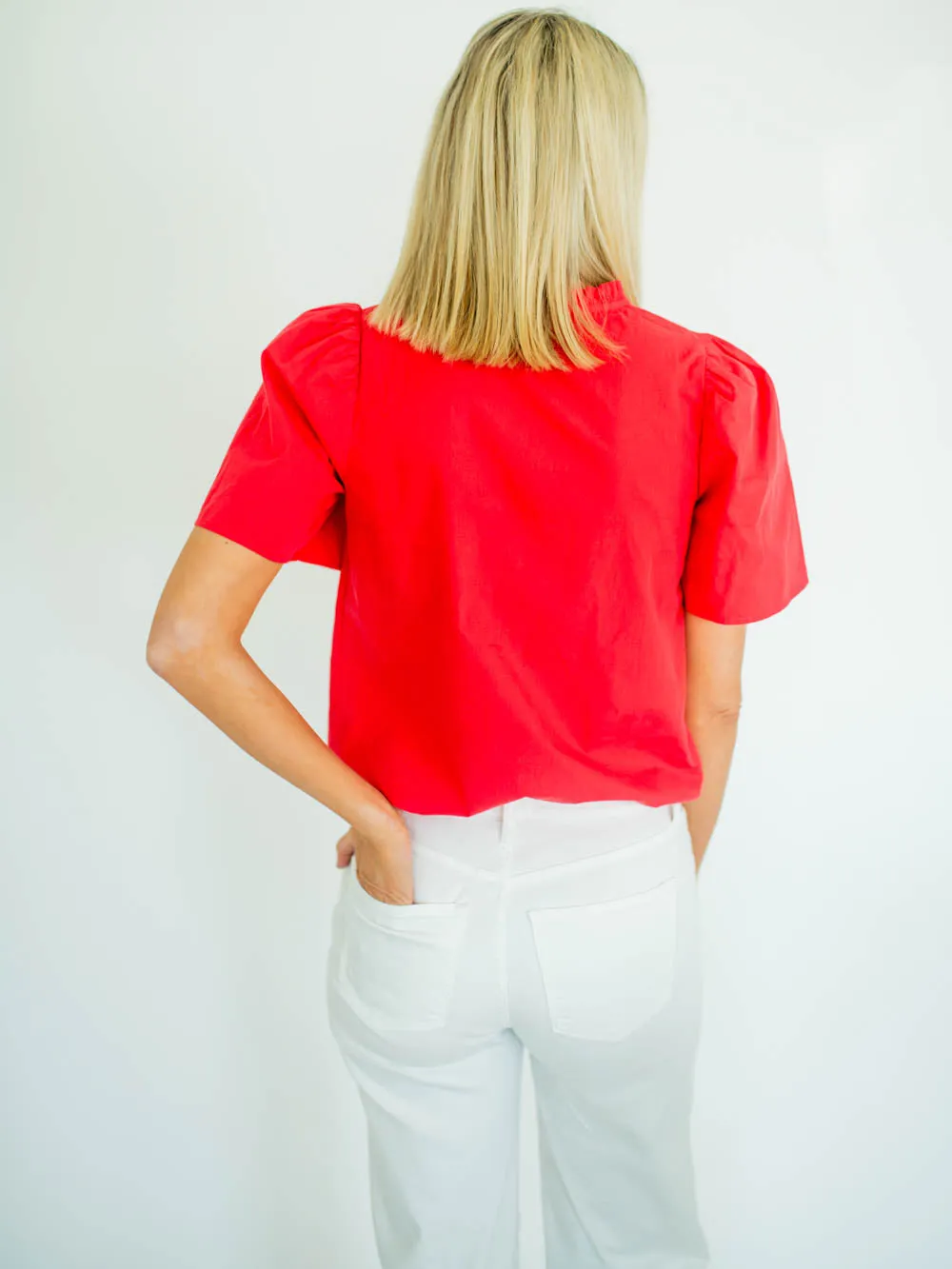 Uma Short Sleeve Tall Blouse - Poppy Red sold by Amalli Talli product image thumbnail 4