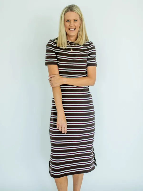 Ryann Tall T-Shirt Dress - Brown Multi sold by Amalli Talli