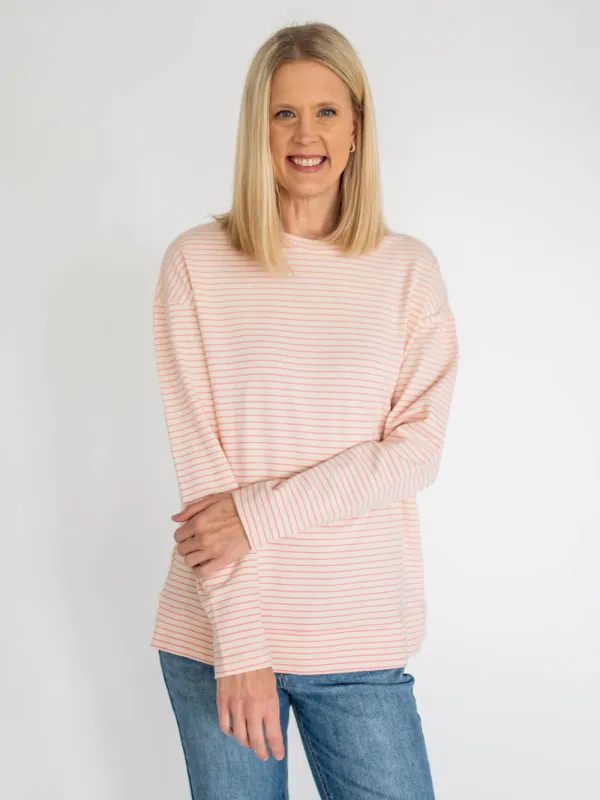Venice Striped Long Sleeve Tall Tee - Pink sold by Amalli Talli