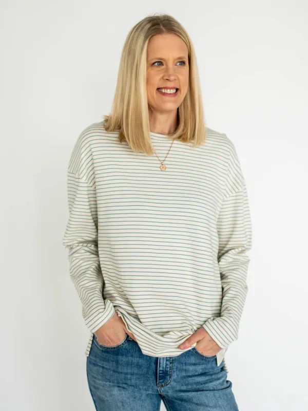 Venice Striped Long Sleeve Tall Tee - Light Blue sold by Amalli Talli