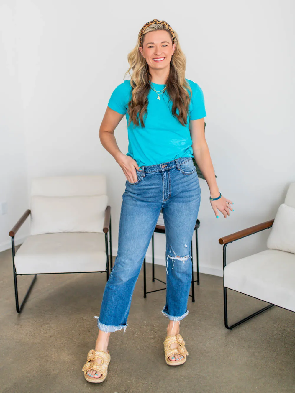 The OG Cotton Tall Tee - Aqua sold by Amalli Talli product image thumbnail 4