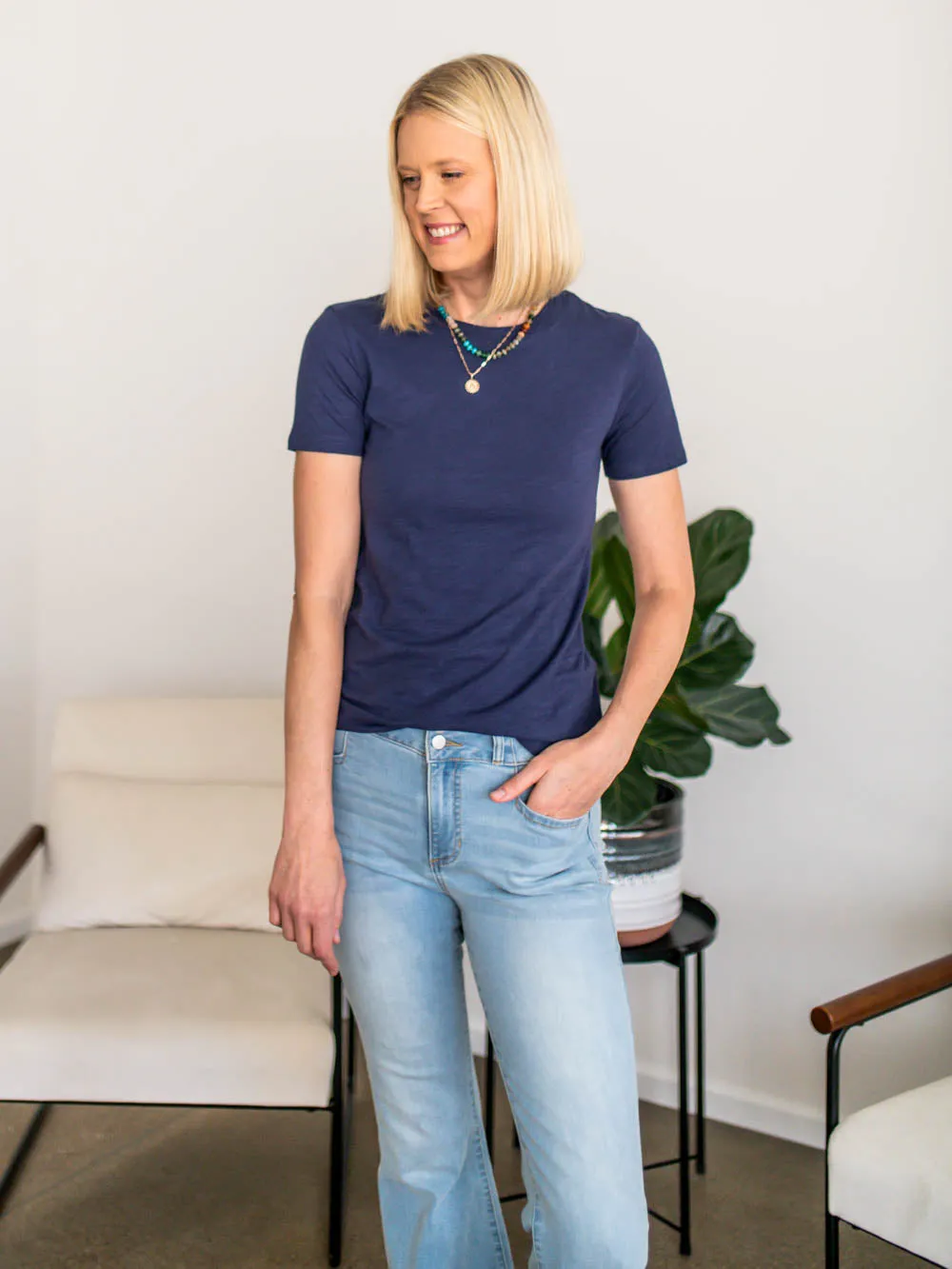 The OG Cotton Tall Tee - Navy sold by Amalli Talli