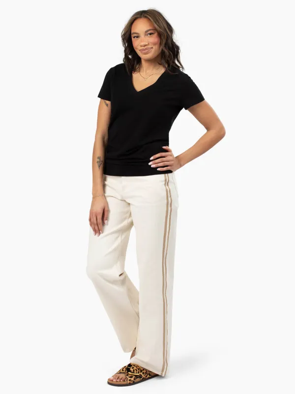 Frame V-Neck Tall Tee - Black made by Amalli Talli