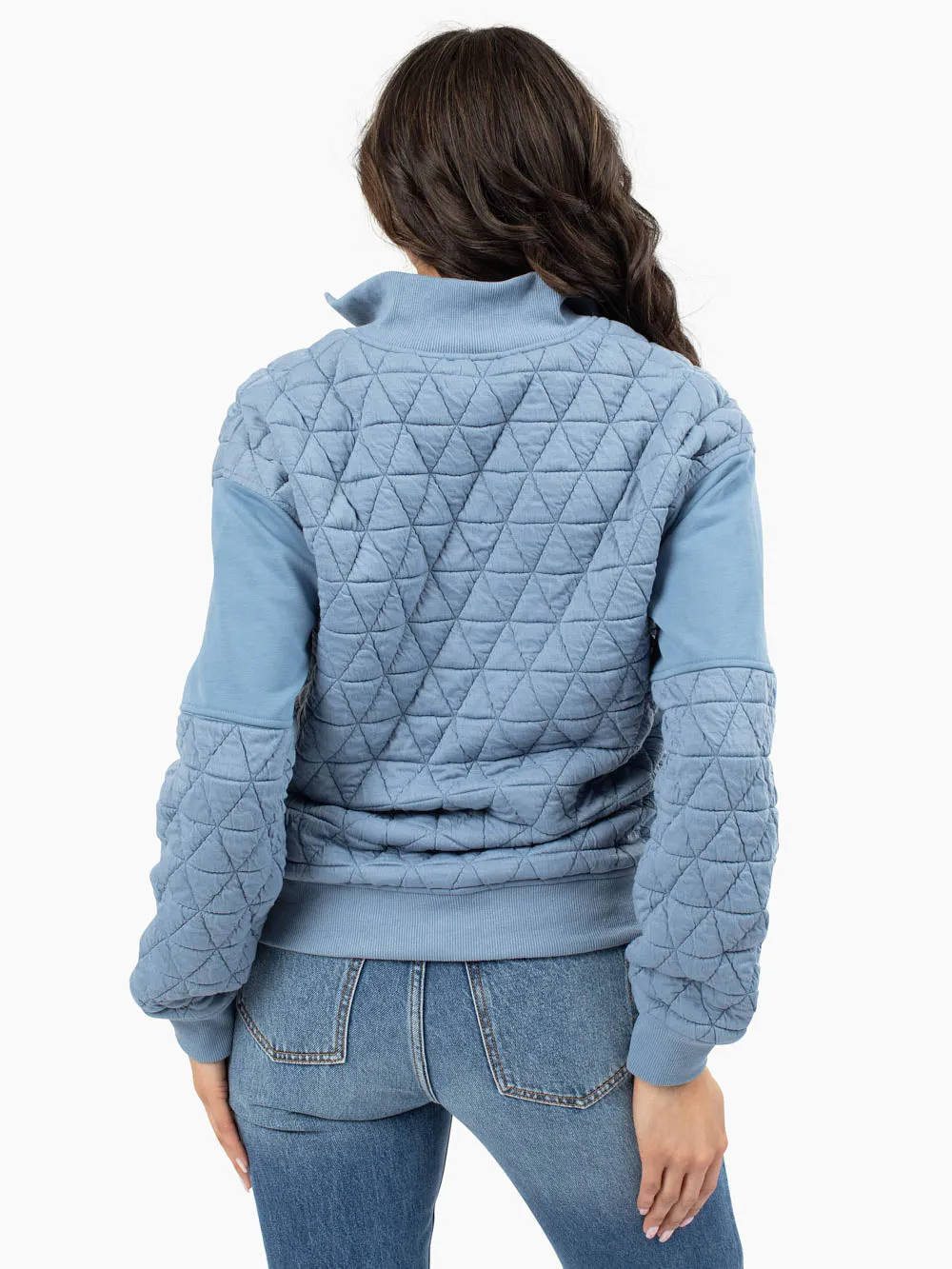 Quilted Half Zip Tall Sweatshirt - Blue sold by Amalli Talli product image thumbnail 4