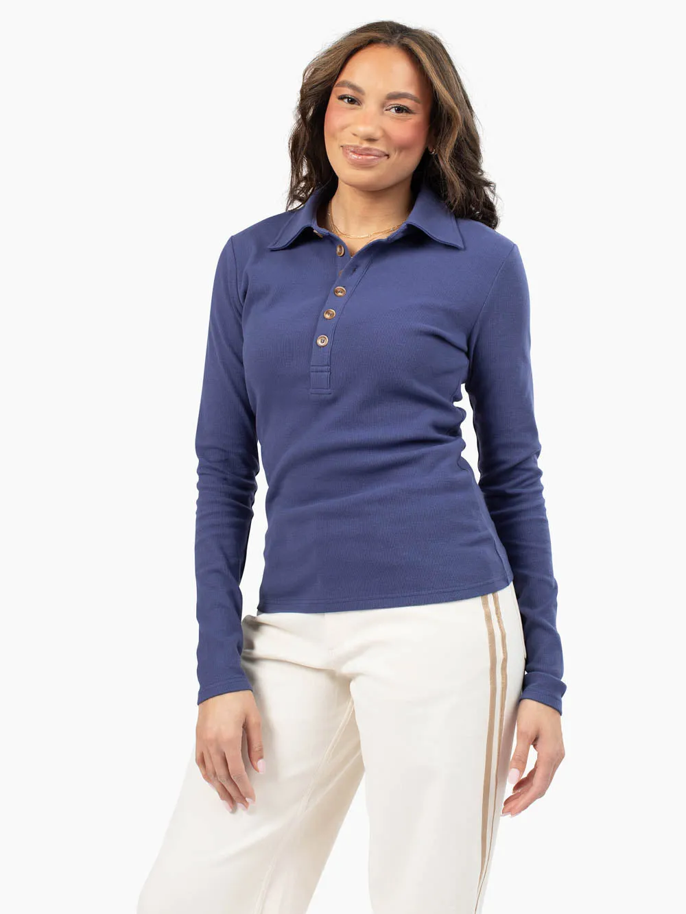 Essential Tall Rib Polo - Harbor Blue sold by Amalli Talli product image thumbnail 2