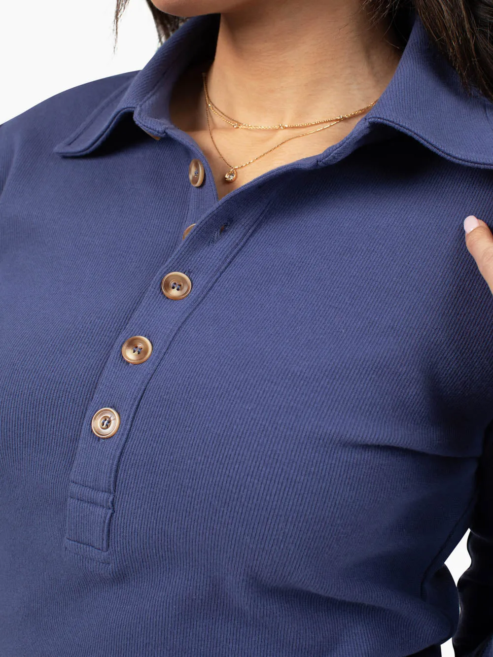 Essential Tall Rib Polo - Harbor Blue sold by Amalli Talli product image thumbnail 5