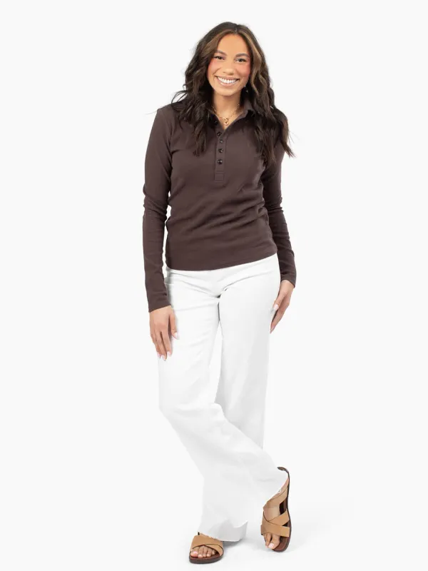 Essential Tall Rib Polo - Espresso made by Amalli Talli