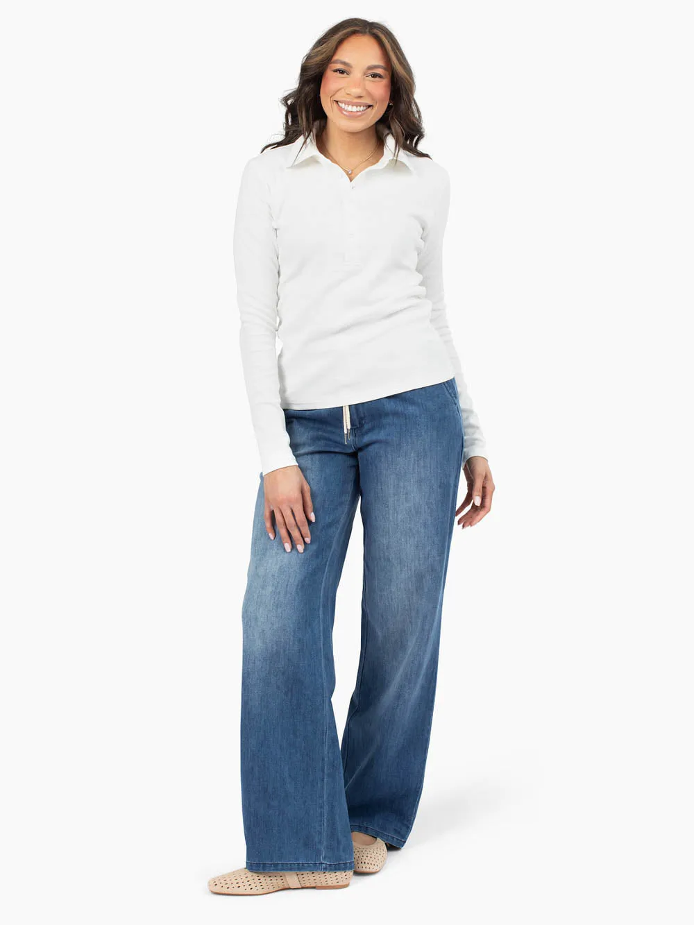 Essential Tall Rib Polo - White sold by Amalli Talli