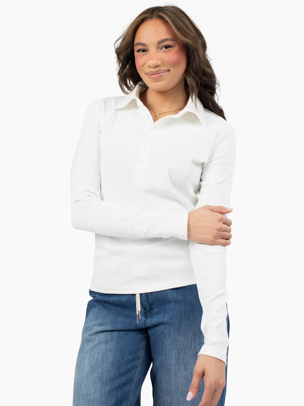 Essential Tall Rib Polo - White sold by Amalli Talli product image thumbnail 2