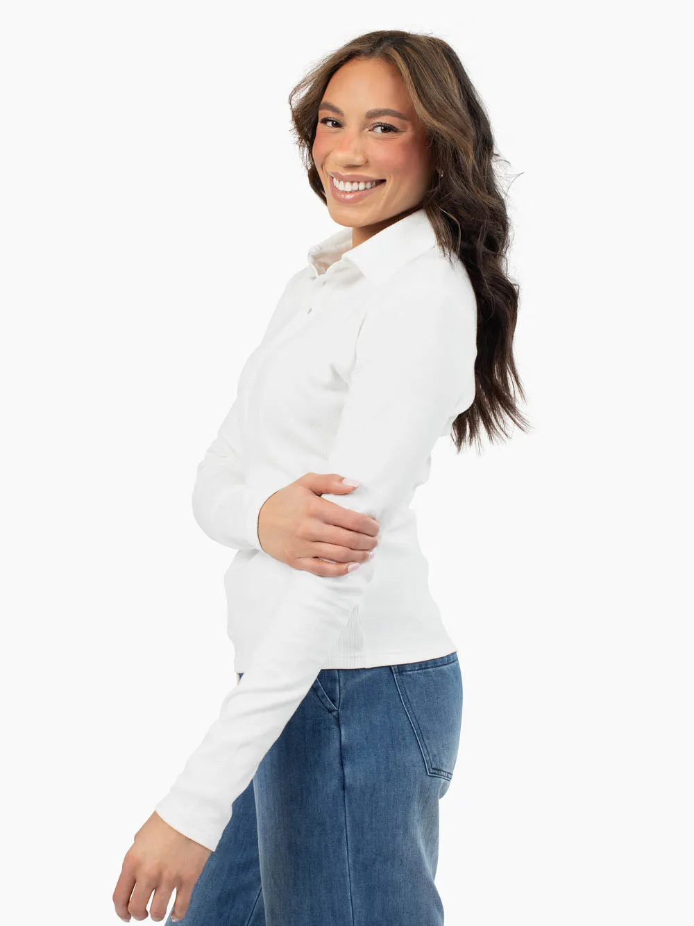 Essential Tall Rib Polo - White sold by Amalli Talli product image thumbnail 3