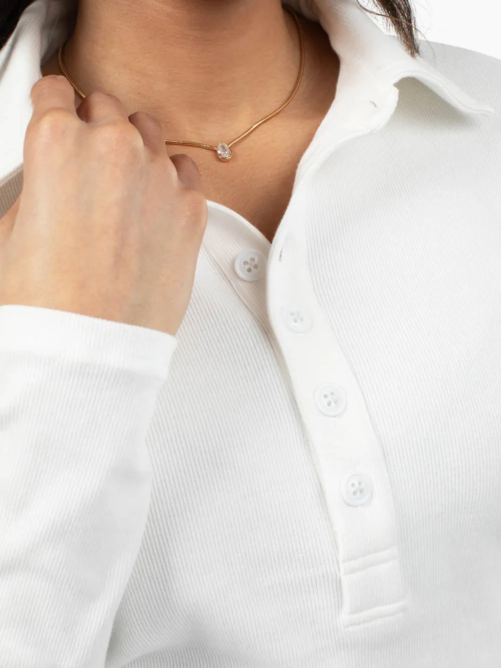 Essential Tall Rib Polo - White sold by Amalli Talli product image thumbnail 5