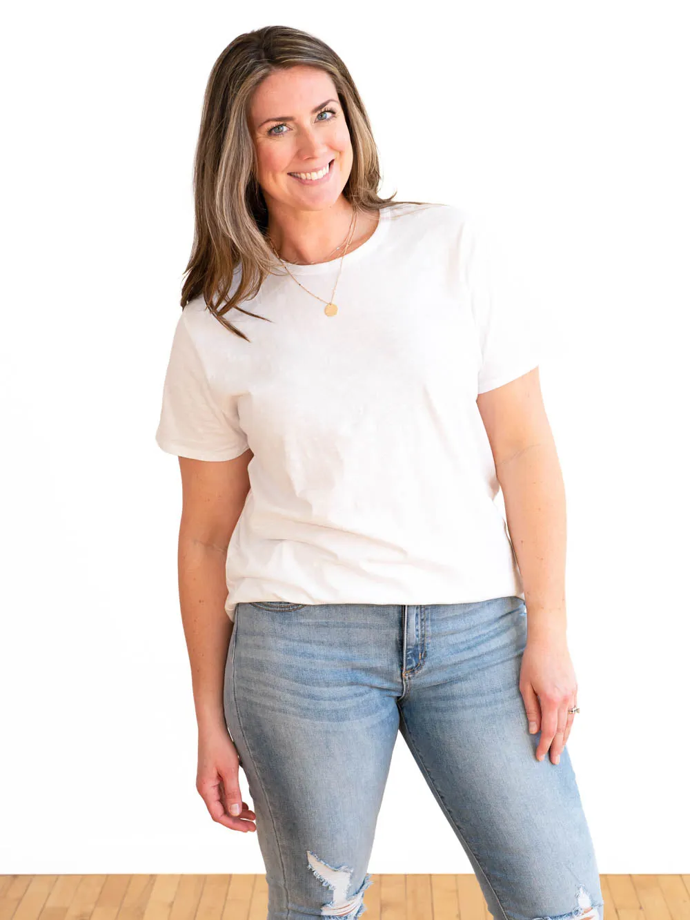 Boyfriend Crew Neck Tall Tee - White sold by Amalli Talli product image thumbnail 2