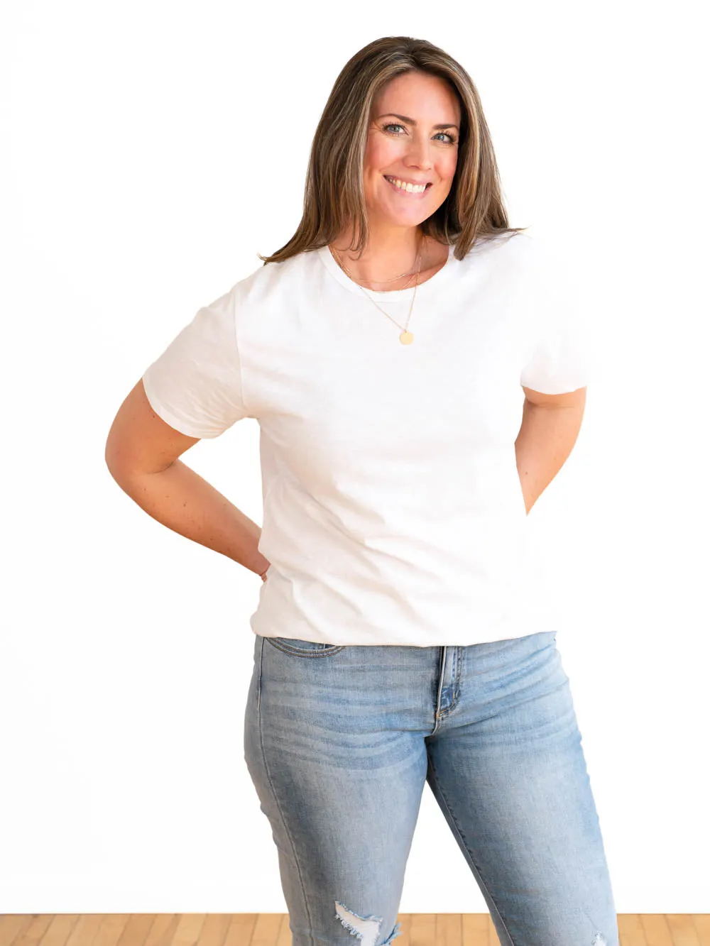 Boyfriend Crew Neck Tall Tee - White sold by Amalli Talli