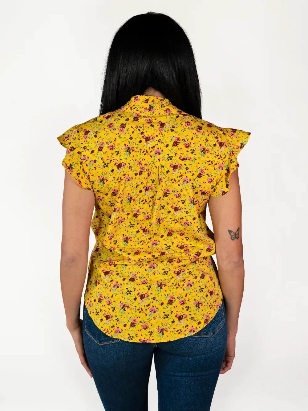 Ruffle Sleeve Tall Blouse - Mustard Floral - FINAL SALE sold by Amalli Talli product image thumbnail 4