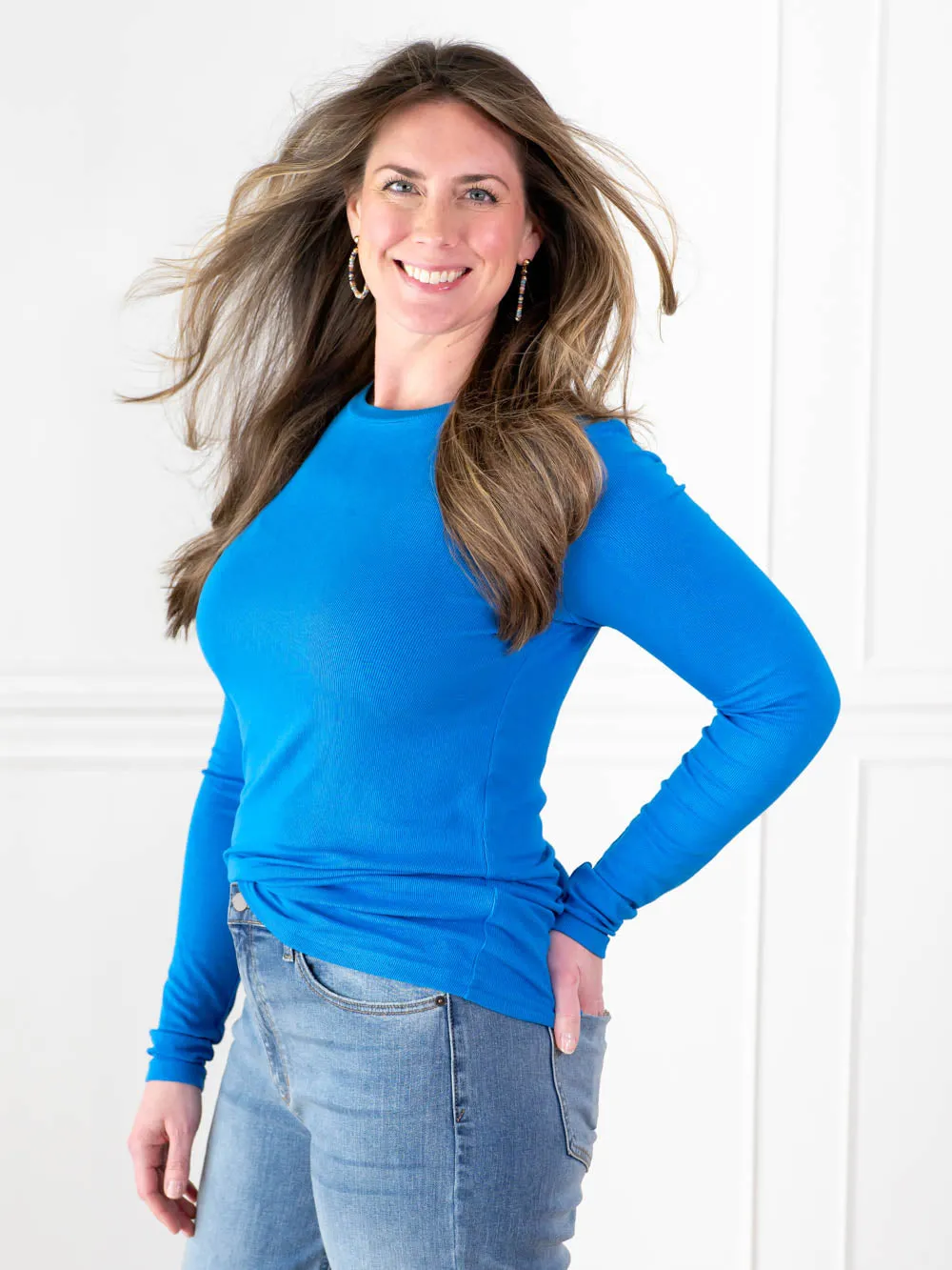 AT Favorite Ribbed Tall Tee - Blue sold by Amalli Talli product image thumbnail 2