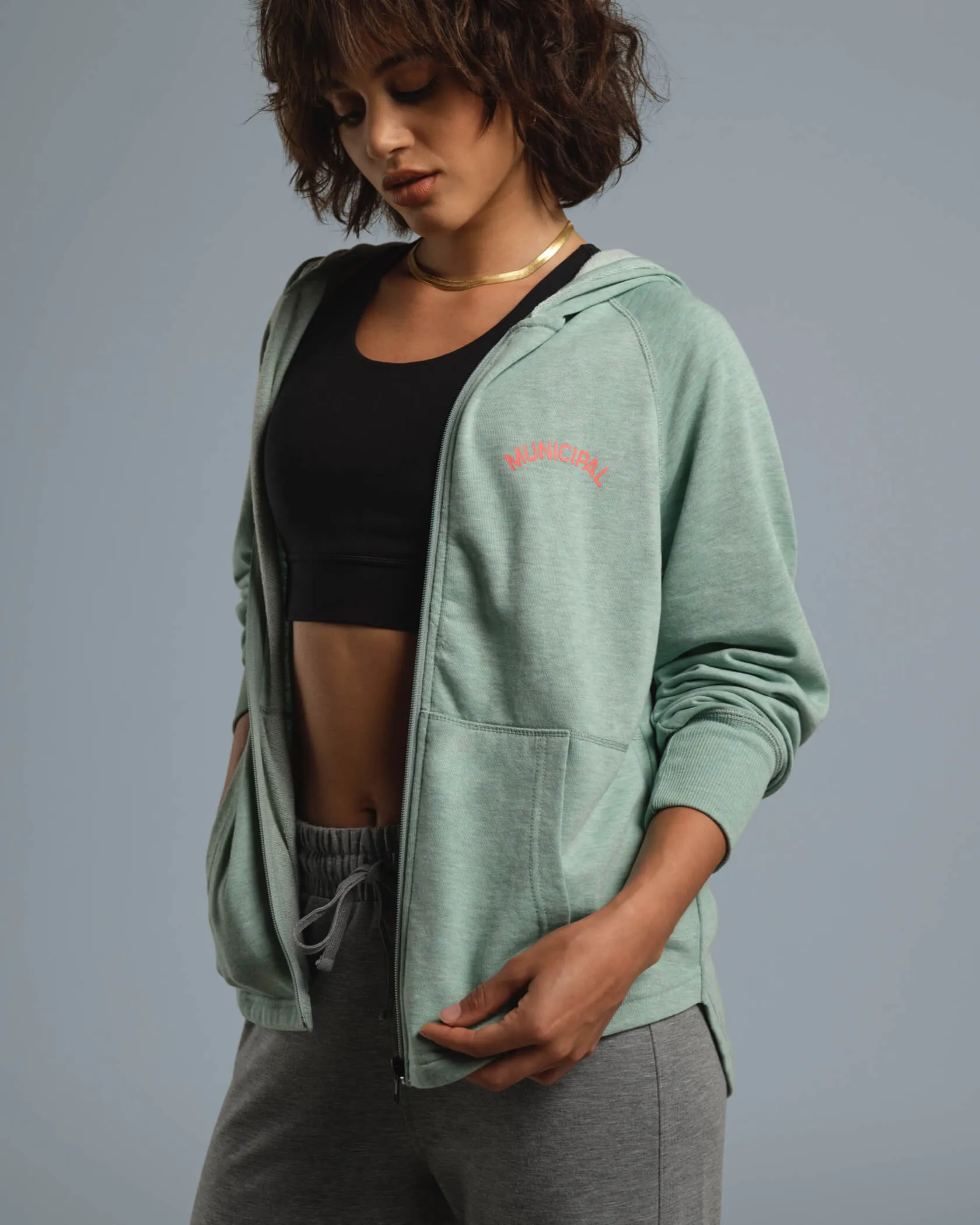 Women's French Terry Full Zip Hoodie sold by MUNICIPAL product image thumbnail 4