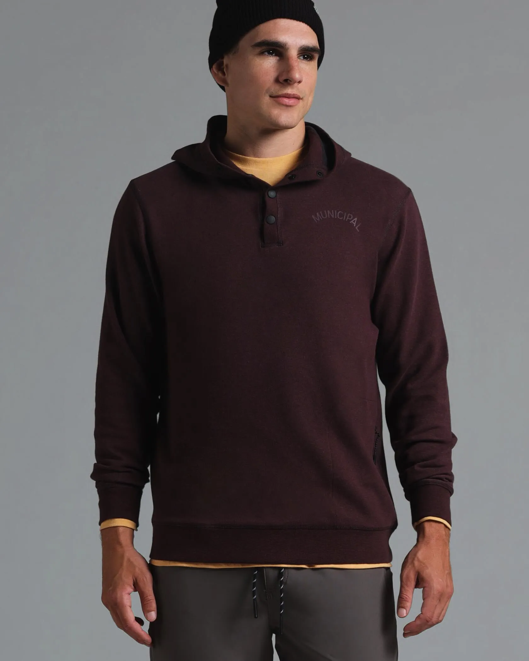 Cordless Snap Hoodie sold by MUNICIPAL