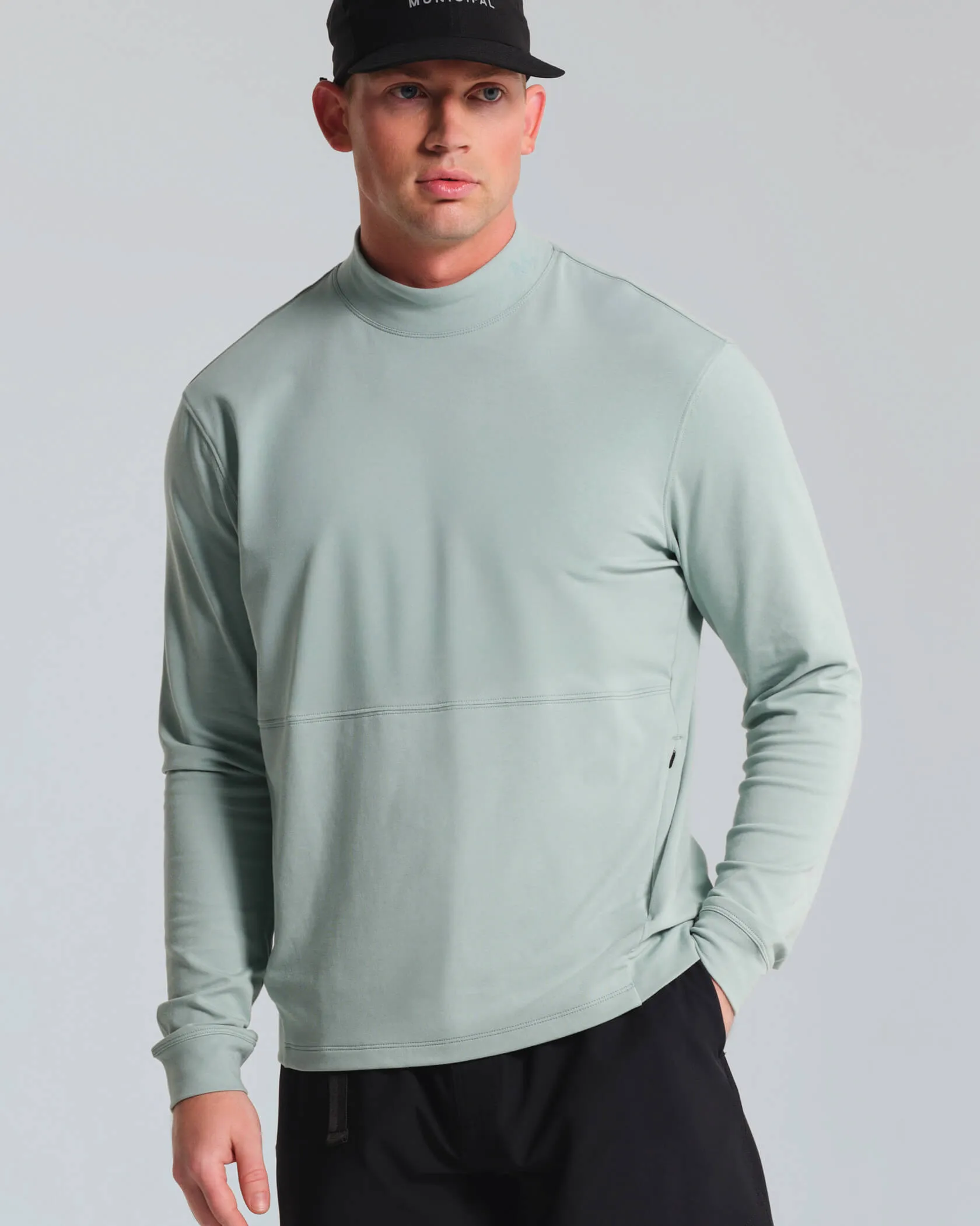 Micro Mock Neck LS Crew sold by MUNICIPAL